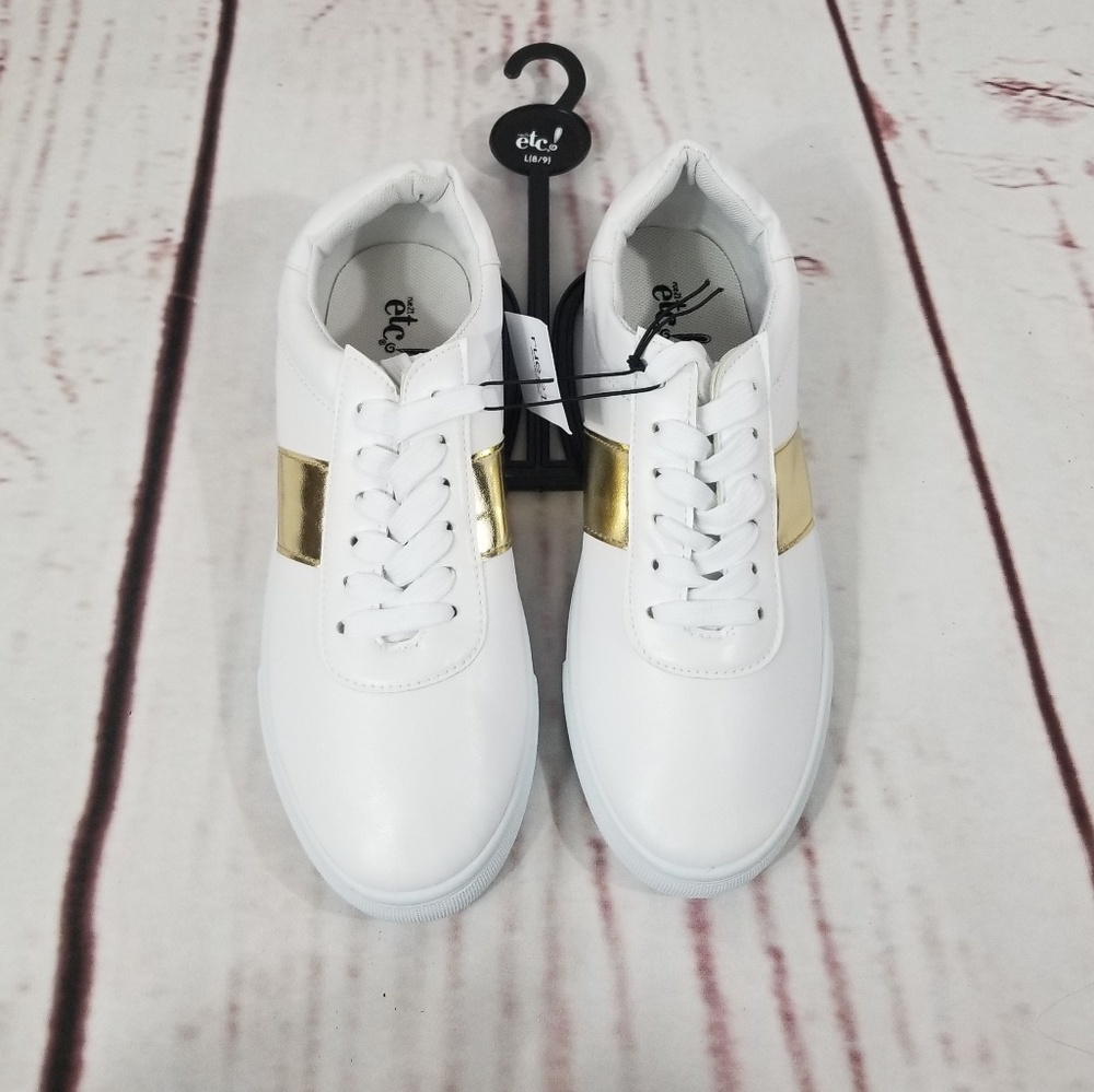 Gold Metallic Striped Sneakers - Picture 2 of 5
